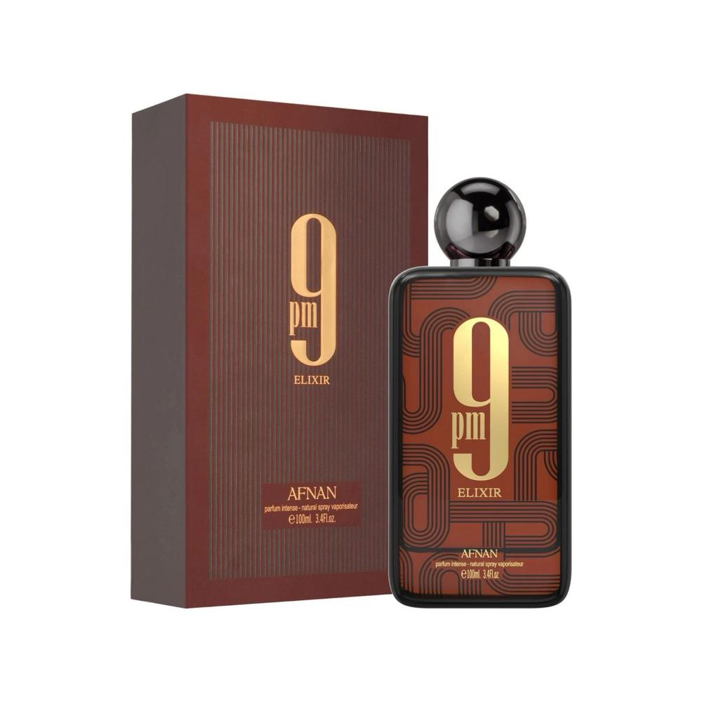 AFNAN 9 PM Elixir Extrait de Parfum 3.4 Oz Unisex Spicy Amber Leather Fragrance for Men & Women