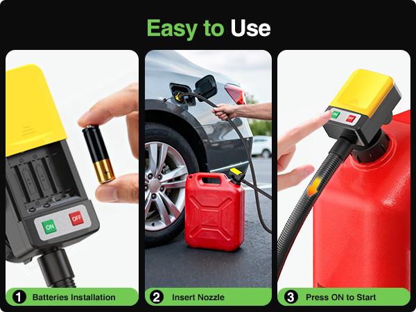 TaskStar Portable Fuel Transfer Pump 3.2 GPM- Auto-stop & Overfill Protection, Battery-Powered with 4 Adapters (Gas/Diesel/Oil/Water)