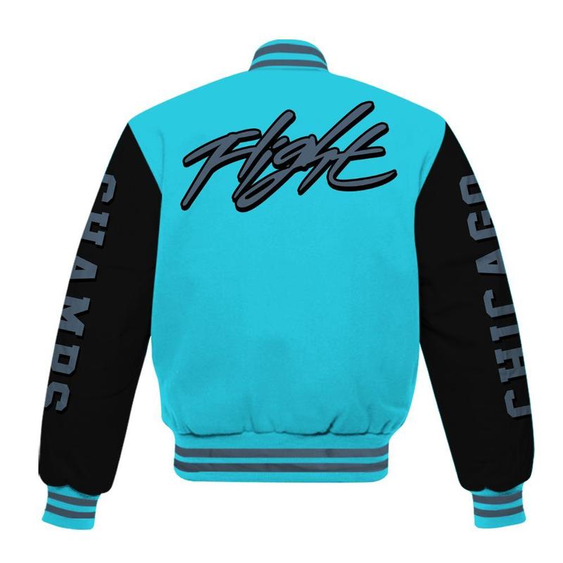 Varsity Jacket To Match Retro Gamma Blue 11s AIR Number 23 GOAT All Over Print High-Grade Polyester Knit Fabric Snap Closure Elastic Details Side Seam Pockets