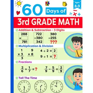 Third Grade Math Practice Book Ages 8 to 9: Math Drills Workbook Featuring Addition, Subtraction, Multiplication, Division, Fractions and more | ... (Math Ninjas - Children Math Essentials) Paperback – May 22, 2024
