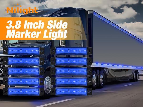 Nilight 10PCS 3.8” 6 LED Blue Indicator Light Truck Camper Side Marker Light Marine Boat Stern Light Yacht Kayak Sailboat Trailer Bus RV Clearance Light 12V DC