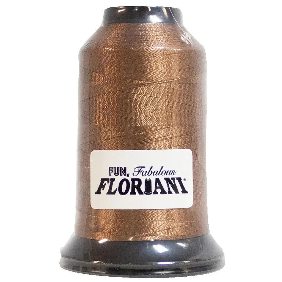 Floriani 40 wt Polyester Embroidery Thread, 1000M-1100Yds Harvest Brown PF0745 - Smooth Running, Ideal for Lettering, Animal Motifs, Earth-Tone Projects, Everyday Use