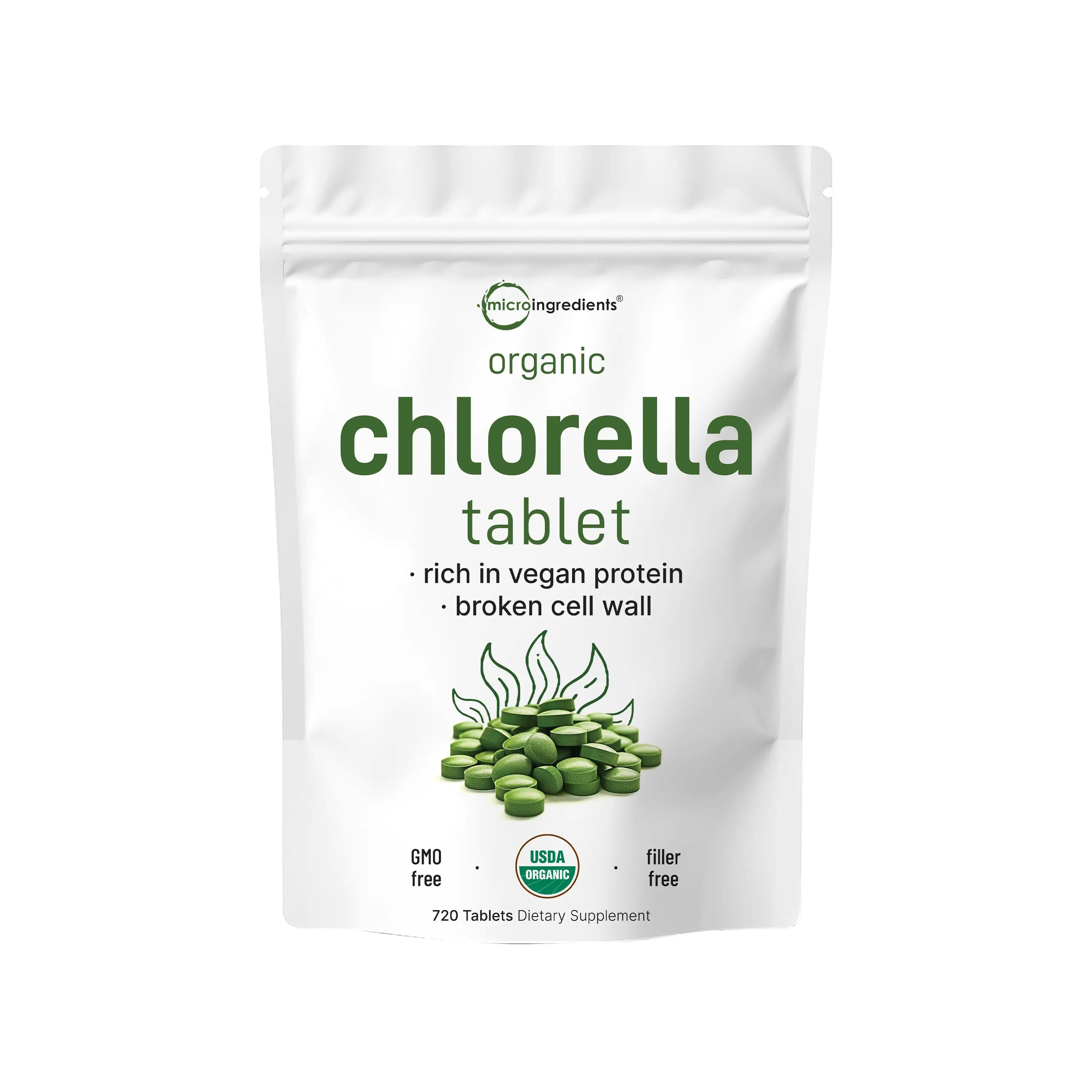 Micro Ingredients Organic Chlorella Tablets, 720 tablets Micro Ingredients Organic Chlorella Tablets, 720 tablets