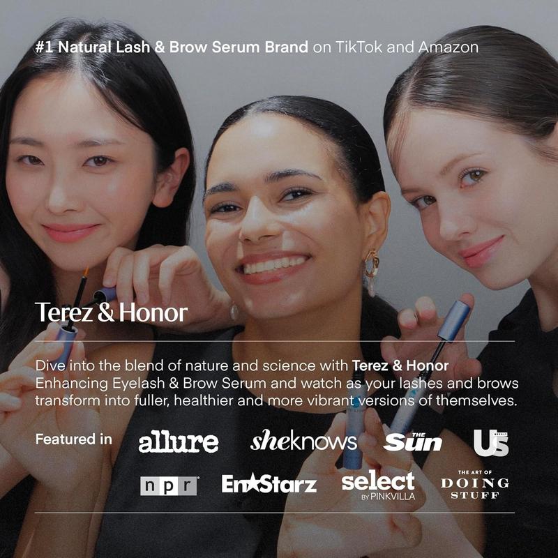 Terez and Honor Advanced Eyelash Serum and Eyebrow Growth Serum for Thicker, Longer Eyelashes and Eyebrows - Grow Luscious Lashes with Brow Enhancer