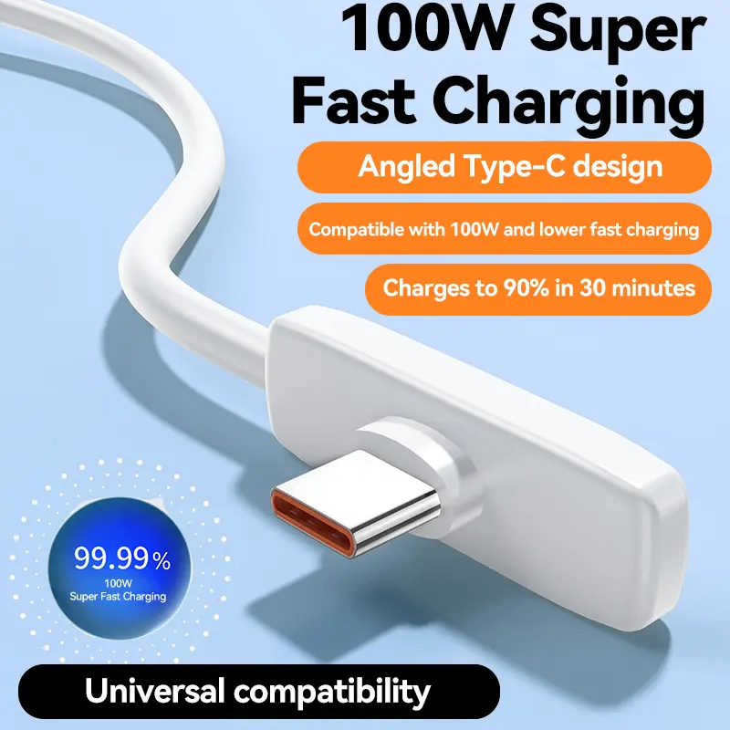 100W 90-Degree Elbow Fast Charging Cable Silicone USB C Phone Charger Type-c to Type-C, Fast Charging, Data Transmission Cable for iPhone 15 16 17 Pro Max for Samsung A17/A07 Galaxy S26 Galaxy Ultra A17 5G  for Moto G Pure for Google Phone