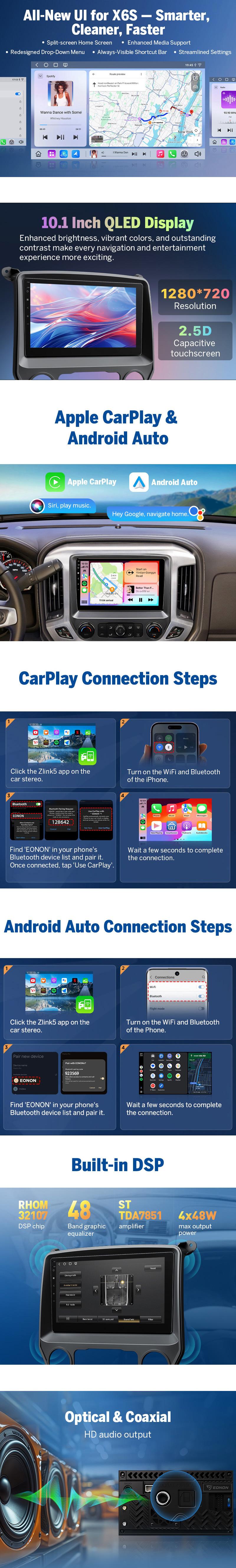 Eonon Car Stereo for Chevy Silverado GMC Sierra 2014-2018 Android 13/14 Head Unit with Wired/ Wireless CarPlay Android Auto 10.1" Car Radio Touch Screen SWC Sub BT Backup Camera Dashboard Upgrade - GMSX7A / GMSX6S2 Eonon Car Stereo for Chevy Silverado GMC Sierra 2014-2018 Android 13/14 Head Unit with Wired/ Wireless CarPlay Android Auto 10.1" Car Radio Touch Screen SWC Sub BT Backup Camera Dashboard Upgrade - GMSX7A / GMSX6S2