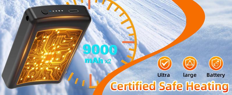 Heated Socks 9000mAh Rechargeable for Men Women, Up to 18H Long-Lasting Warmth, 3 Adjustable Heating Levels, Full Foot Heating, Machine Washable Electric Heated Clothing