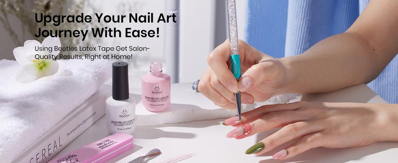 beetles Liquid Latex for Nails 30ml Latex Liquid Nail Peel off Cuticle Guard for Nail Polish with Plastic Nail Care Stick White Pink Liquid Latex Barrier Protector