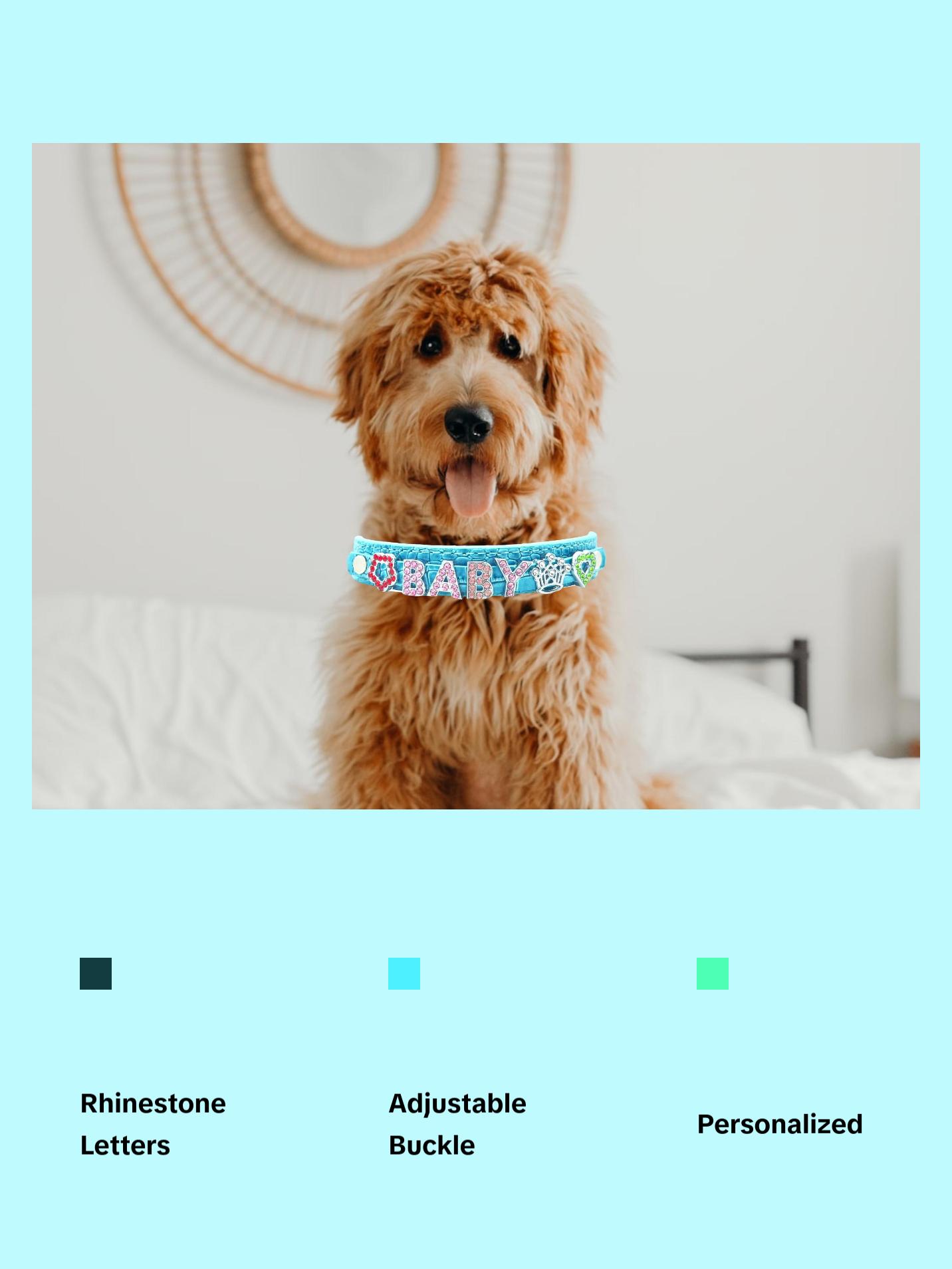 ALPHABET Alligator Texture Personalized Handmade PU Leather Dog Collar