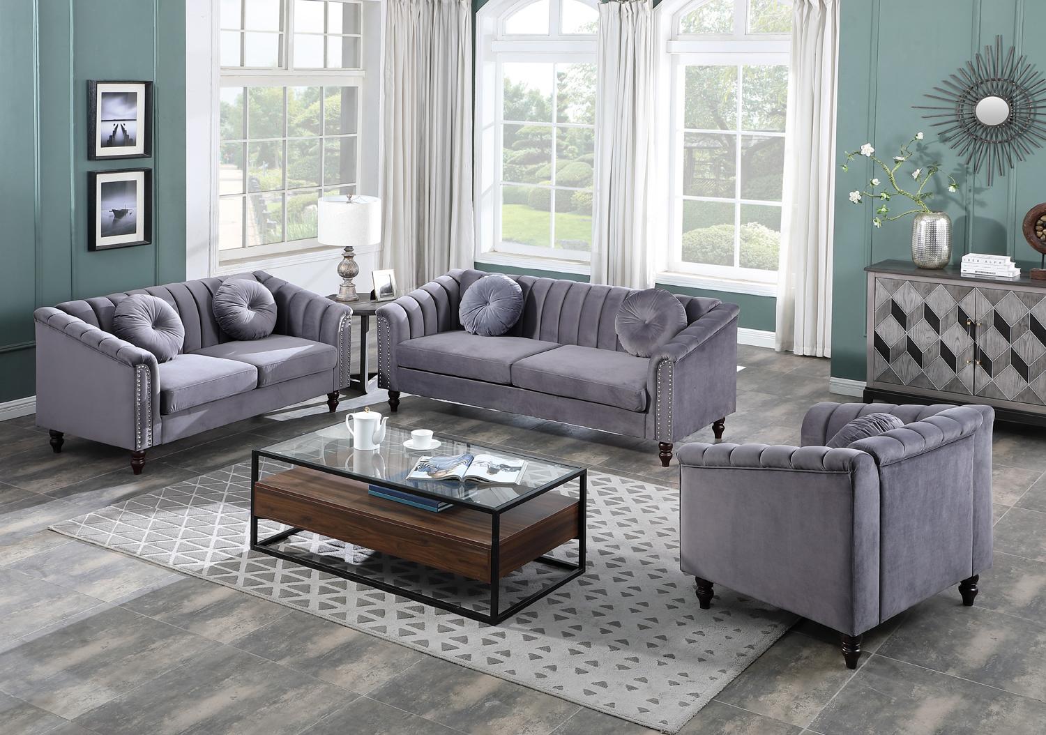 Microfiber 3-Piece Sectional Couch Set Super Soft Easy Clean Living Room Furniture Stain Resistant Family Sofa for Small Space Apartment Decor