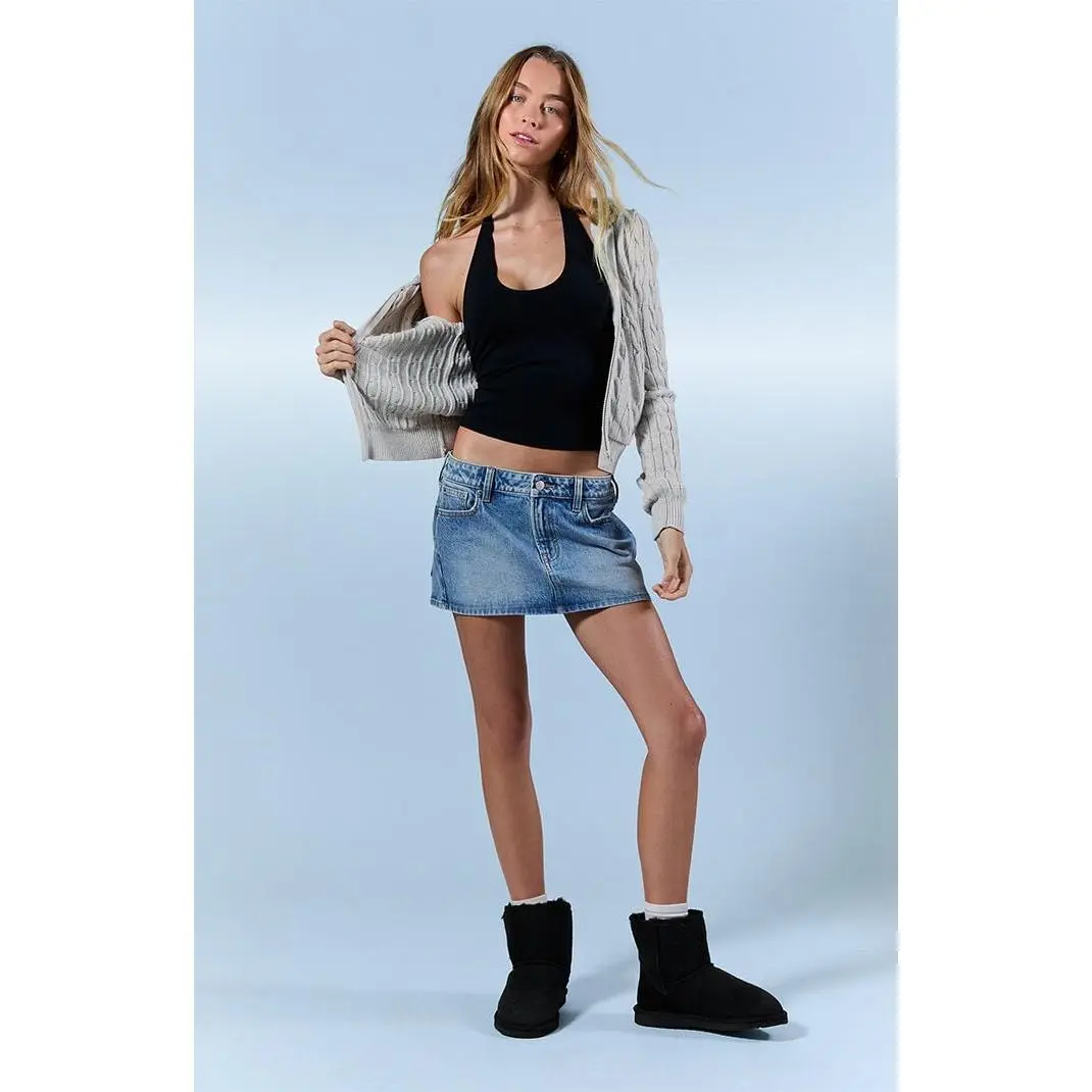 Pacsun Women's Piper Stretch Medium Blue Jean Micro Mini Skirt - Multicolor