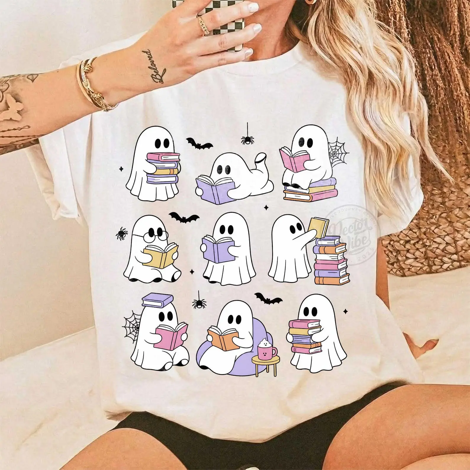 Comfort Colors Boo Reader Ghost PNG, Book Lover Ghost PNG, Bookish Halloween PNG, Reading Shirt Design, Librarian Gift, Book Lover Gift