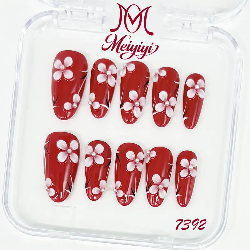 .DP.7392.Red Carved Wearable Nail