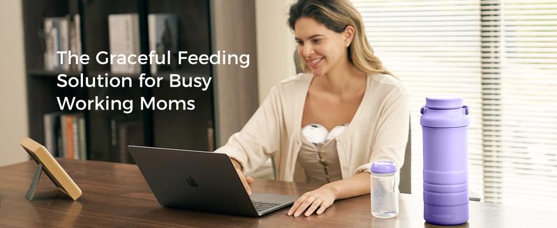 Momcozy 22oz Portable Breast Milk Cooler for On-the-Go, 360° Complete Cooling for 24 Hours, Spacious Travel Breastmilk Chiller with 2 Baby Bottles for Storage【B】