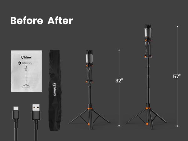 [3 OFF] GoGonova 3in1 Cordless Work Light with Hanging, Magnetic Attachment, Standing, Tri-Combination , 8AH Battery, 700/1200/2200 Lumen, 4000K/6500K Dimmable with Detachable Tripod for Outdoor work, Emergency, Camping, Fishing, Garag