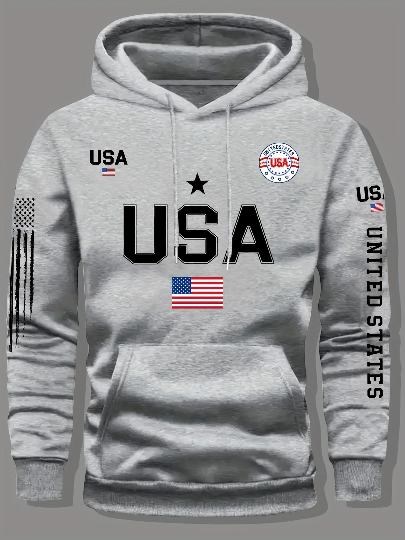 Hoodie Men's American Vintage Style Printed Pullover Comfortable Casual National Trend Top