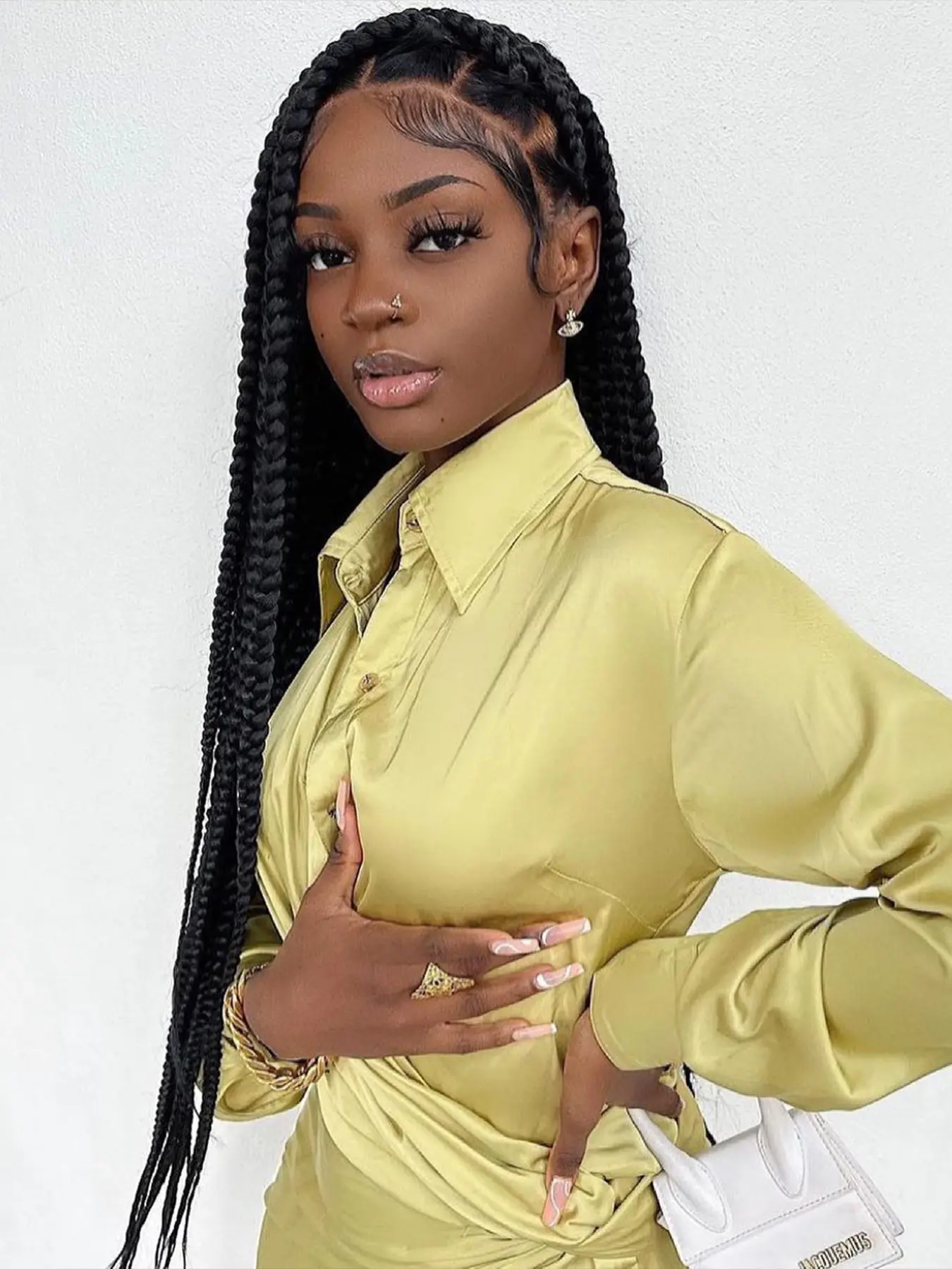 36 Inch Jumbo Box Braided Wigs Knotless Synthetic Full Lace Front Wig African Hair With Baby Hair For Daily Use