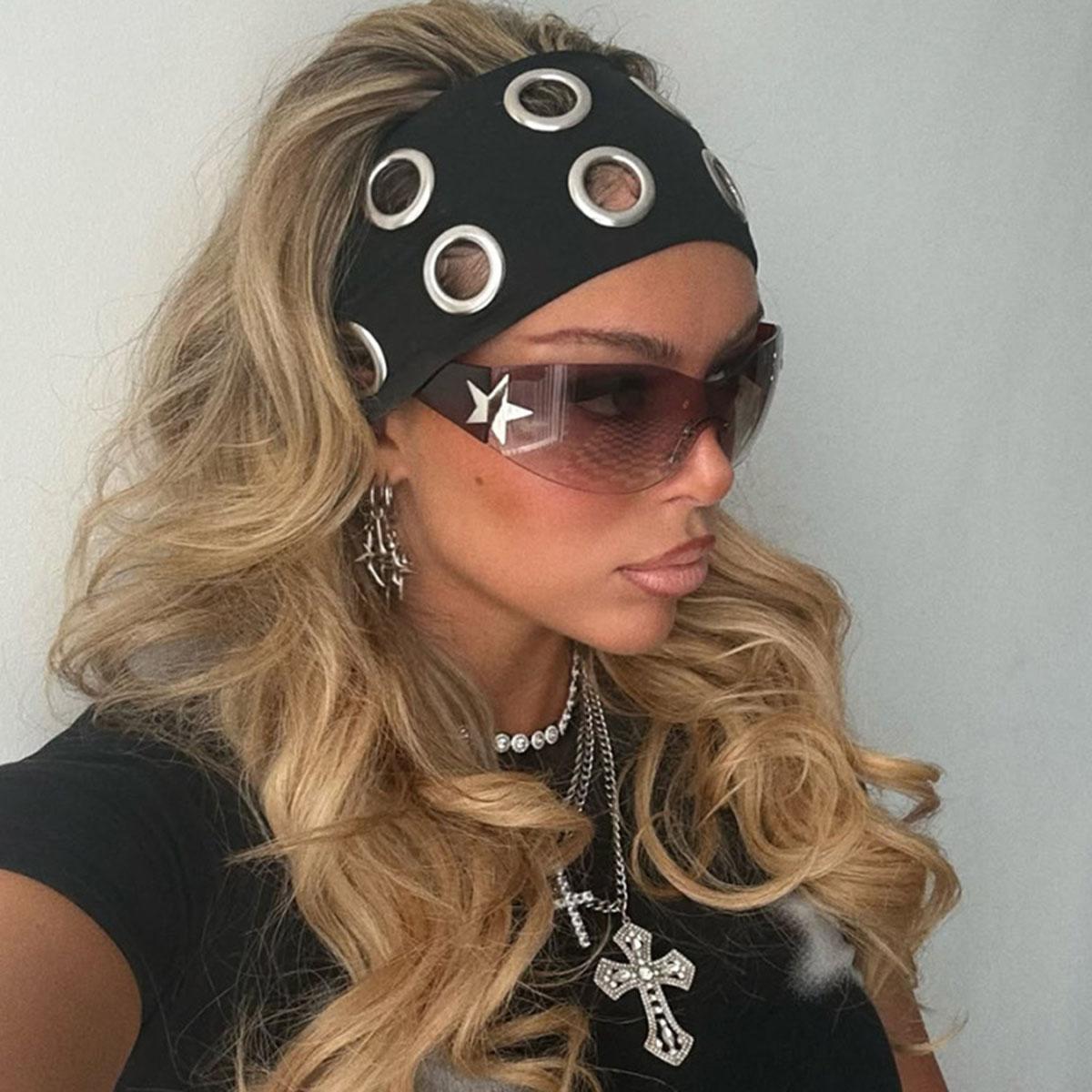 AWAYTR 3 Pack Fashion Hollow Out Metal Eyelets Headband for Women Grommet Wide Hairbands Elastic Head Bands Harajuku Y2k Girls Punk Grunge Stretchy Hairbands Headwear Hair Accessories TikTokShopBlackFriday