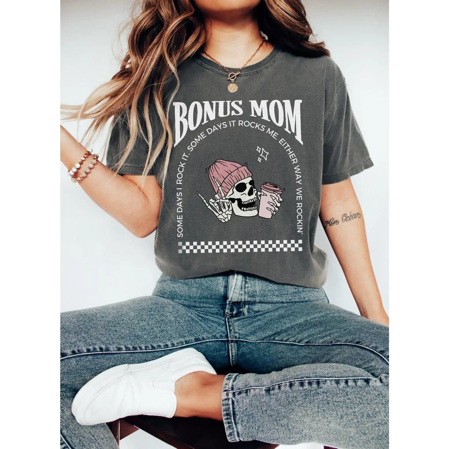 Badass Bonus Mom Shirt|  Comfort Colors Bonus Mama Gift from Stepdaughter|  Cool Stepmom Mother's Day Gift|  Edgy Bonus Mom Apparel|  Strong Step Mother Tee