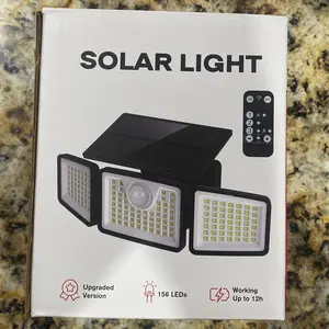 Daphino Solar Outdoor Security Spotlights, 2500LM 3-Head Dimmable Adjustable Wall Mount Lights with 3 Modes, IP65 Waterproof, 2 Years Warranty, for Garage, Festival Gift