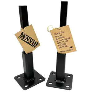 4" Railing post NO Welding repair mounts 2 pk 3" plates Rusted Handrail posts slips inside rails 1" square hollow post includes hardware!