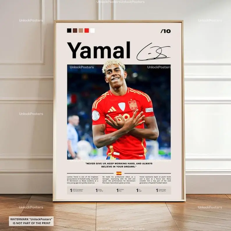 Lamine Yamal Poster, Yamal Print, Yamal Spain Wall Art, Framed Yamal Print, Spain National Team Decor, Spain Fan Gift Idea, Soccer Print
