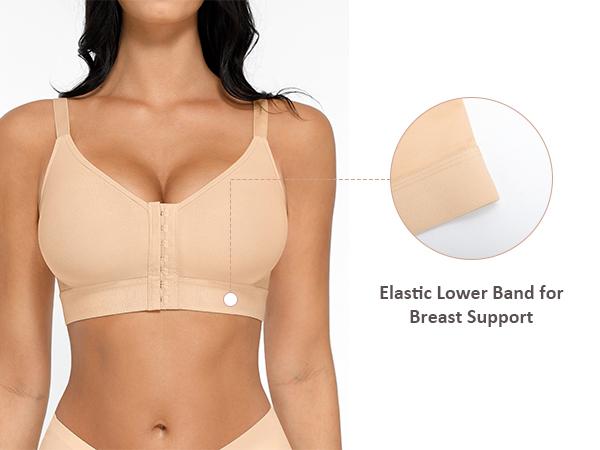 FeelinGirl Wireless Bra Front Closure for Women Everyday Bras Post Surgery Bras Shapewear Top Comfortable Fabric Womenswear Fits Smooth