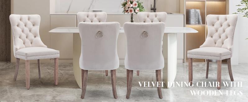 Velvet Dining Chair Set of 2 and Set of 4 with Upholstered Tufted Design and Nailhead Trim for Kitchen and Dining Room dinning chair