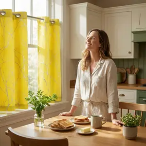 Cozy Curtain 2 Panels 26X36Inch Blackout Kitchen Curtains With Rubber Foil Print For Easy Installation & Versatile Window Treatments Ft24791 Interior Decoration Accessories Home Textile curtains curtains for bedroom cortinas para salas