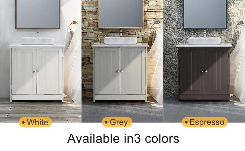 VINGLI Pedestal Under Sink Cabinet Free Standing Bathroom Storage Cabinet Organizer with with 2 Doors Adjustable Shelf Modern White Small Bath Sink Cabinet Space Saver 23.6" x 11.8"x 23.6"
