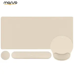 MOSISO Wrist Rest for Keyboard Mouse Pad Set, Large Gaming Deskpad&Circle Curved Mousepad&Keyboard Wrist Rest&Coaster, Ergonomic Non-Slip Mousepad&Easy Typing Pad with Silicone Lining