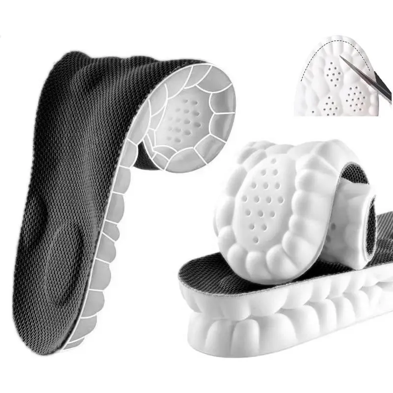 Men's 4D Memory Foam Cloud Insoles - Breathable Insoles & Heel Liners, Lightweight Honeycomb Design, U-Shaped Arch Support, Cuttable PU+Gene-Fiber Inserts, Ball of Foot Cushion, Foot Pain Relief for Work Boots, Office Use