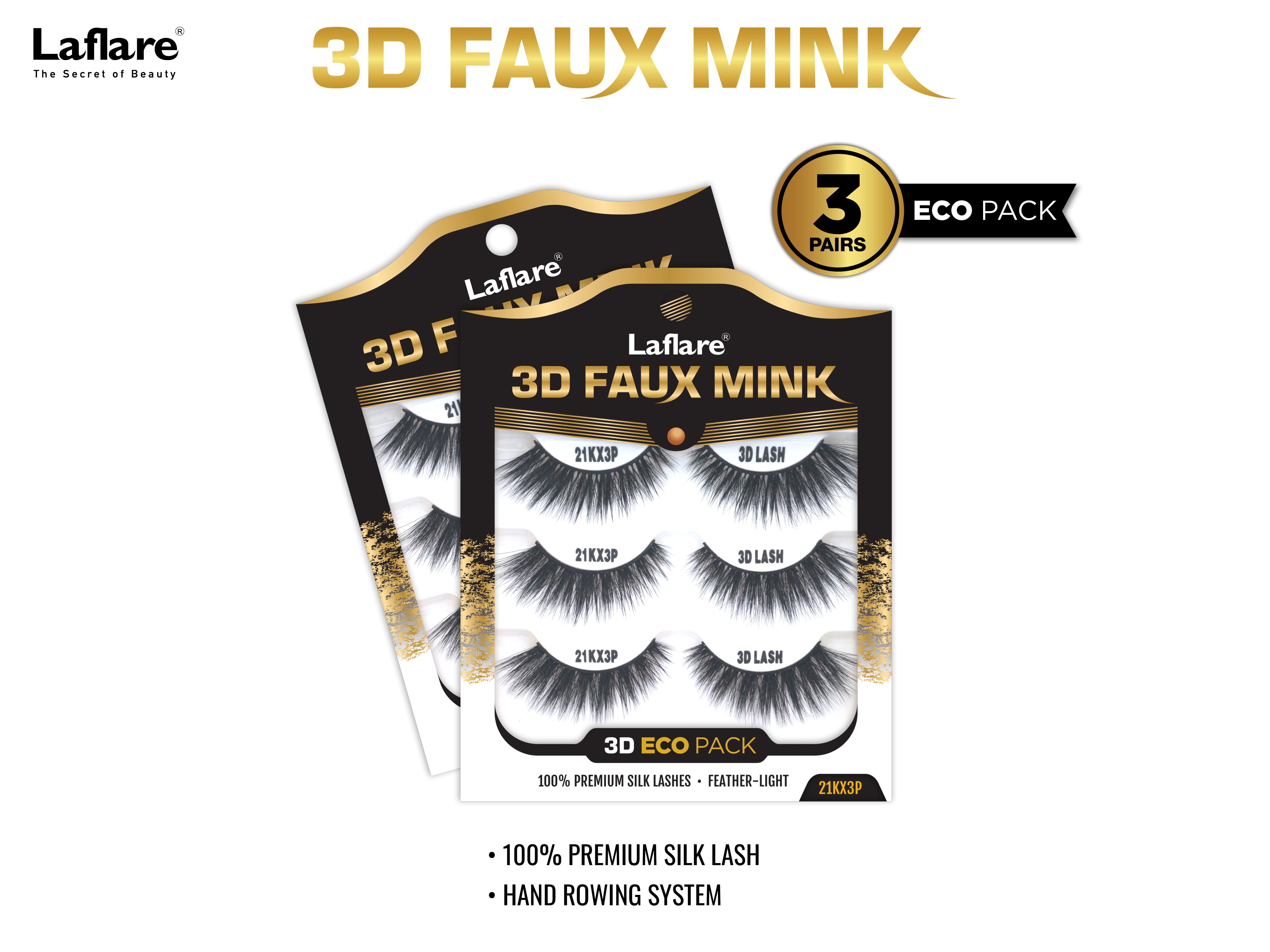 3D FAUX MINK 3 PAIRS ECO PACK