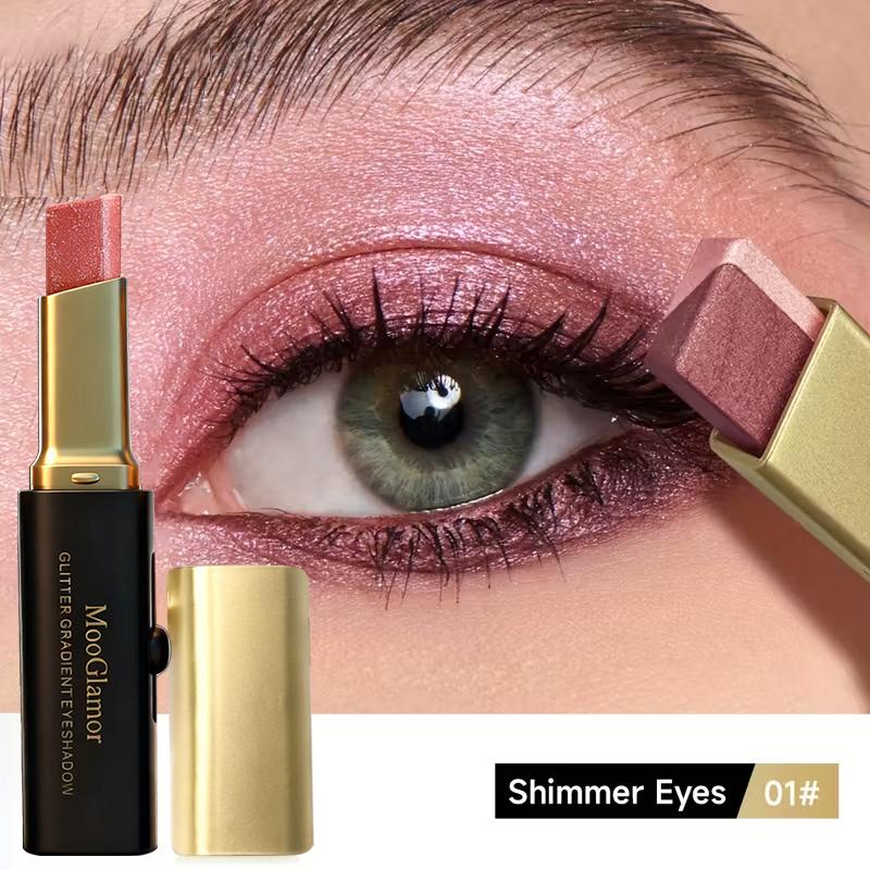 MooGlamor Smooth Two Color Eyeshadow Stick Set Long Lasting Makeup Waterproof Mate Highlighter Glossy EyeShadow Pencil Suitable For Beginners Cosmetic