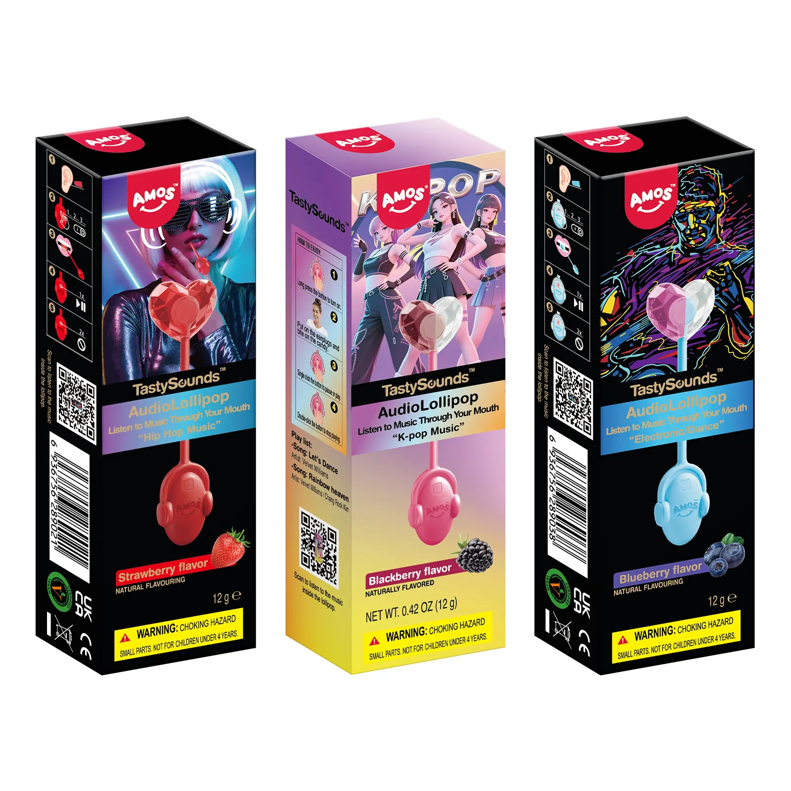 AMOS TastySounds Audio Lollipop Candy Gift – Heart-Shaped Music Lollipop, Sweet Strawberry & Berry Flavors, Cute Tech Candy, Romantic Creative Gift, Individually Wrapped Surprise-14