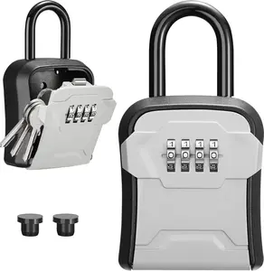 Lock Box, Key Lock Box Wall Mount & Portable Combination Lockbox with Resettable Code, Security Lockbox for Outside House Keys, Apartment Realtors Spare Keys Storage (1 Pack, Gray)