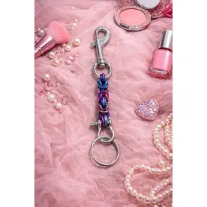 Byzantine Style Weave Keychain with Swivel Eye Hook Clip - Customizable Colors