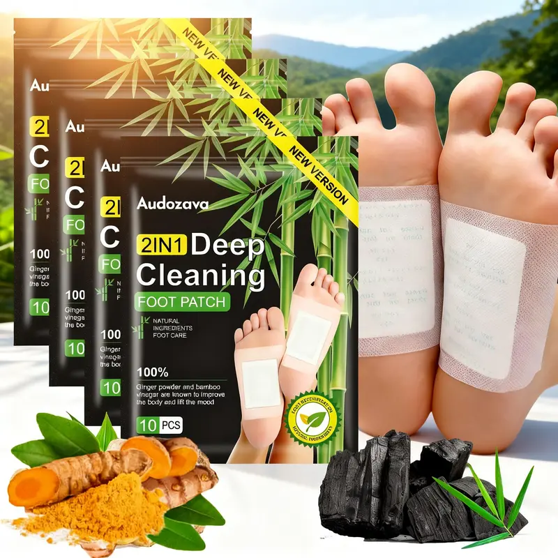 Foot Detox Patches for Stress Relief Toxin Removal & Better Sleep Natural Deep Cleansing Pads Healthy Healthcare Solution Treatment 40pcs Herbal Wellness Blend Ginger Turmeric Peppermint Essential Herbs