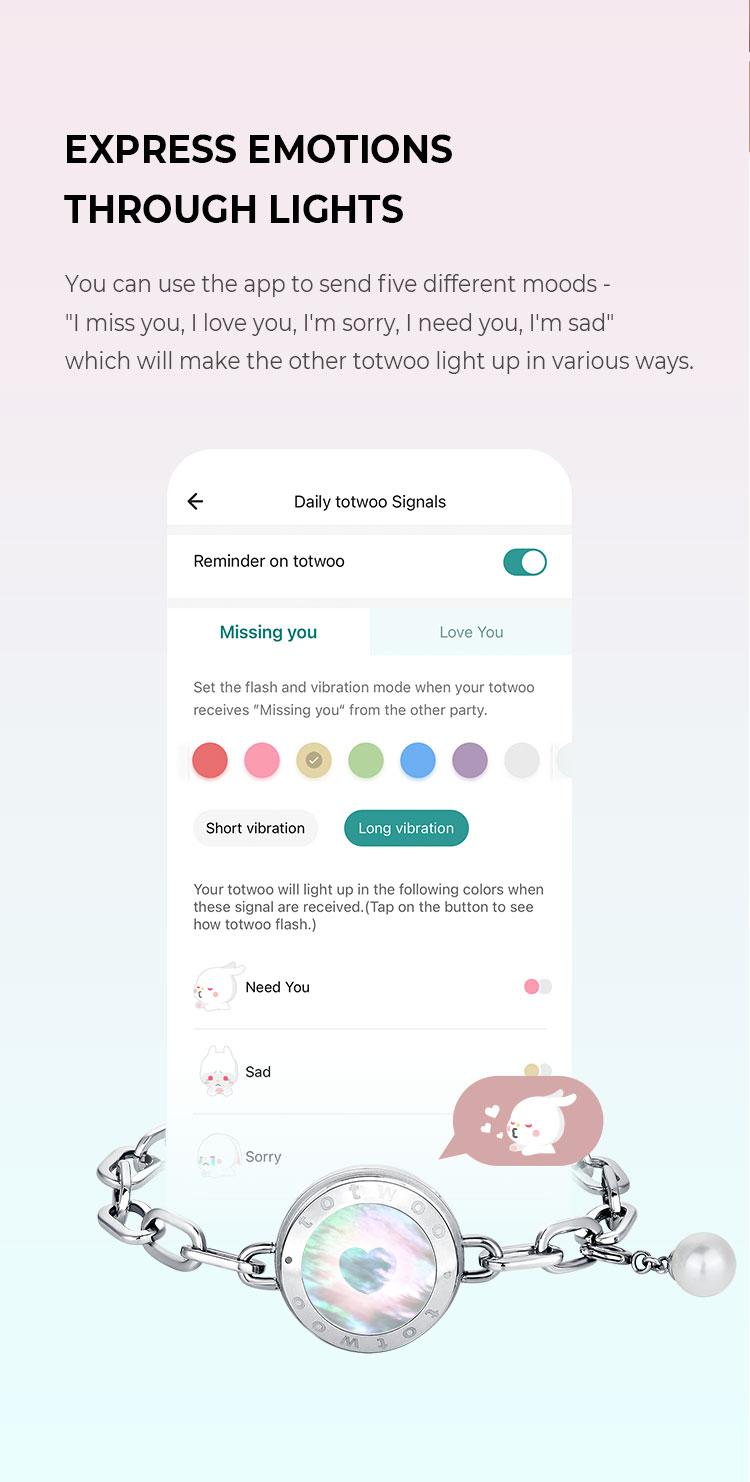 Totwoo Soulmate Touch Bracelets for Couples Vibration & Light up for Love Couples Long Distance Relationship gifts for Girlfriend Bluetooth Pairing Jewelry