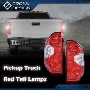 CROSSDESIGN Pair Red Clear Tail Light Brake Lamps Left&Right Fit For 2014-2021 Toyota Tundra