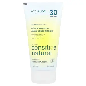 ATTITUDE Mineral Sunscreen, Oatmeal Sensitive Natural, SPF 30, Unscented, 5.2 oz (150 g)