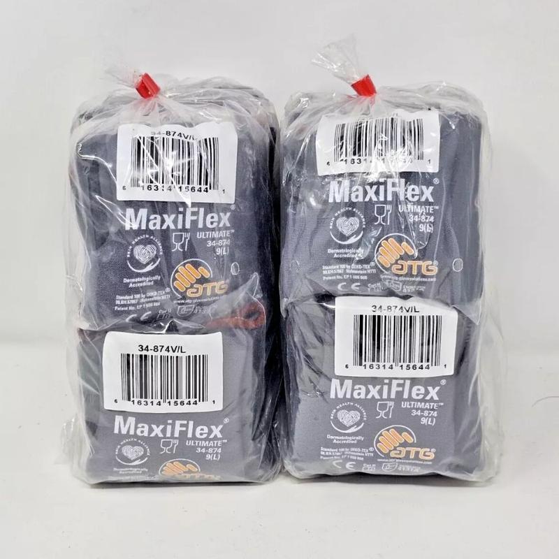 MaxiFlex Work Gloves Ultimate Men's Gray Nitrile Coated 12-Pack with Excellent Grip, Durable for Precision Outdoor Tasks, Machine Washable Construction Gear Safety
