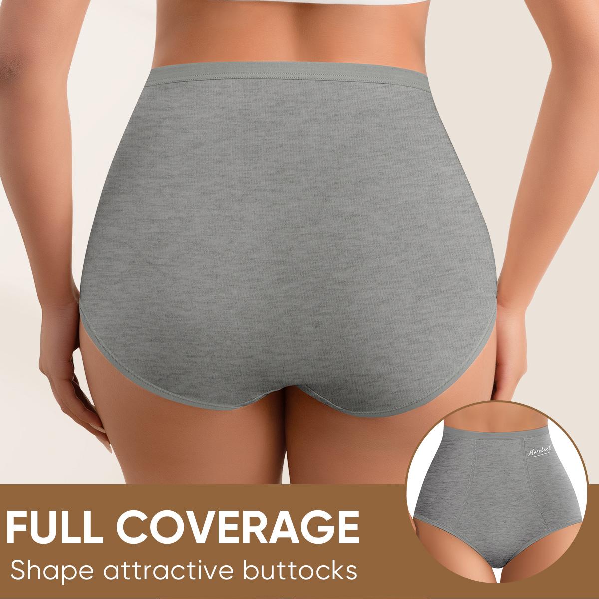 【Soft Cotton】Morelect 4/6/8 Pcs Women's High-Waisted Underwear, Breathable & Comfortable Panties,Classic Briefs with Signature Logo, Solid Color Panty for Year-Round Wear,S-XXXL SpringStatements