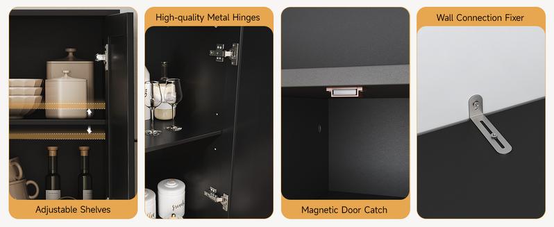 【Valentine's Day Gift】ONBRILL 71" Tall Kitchen Pantry Storage Cabinet with Microwave Stand & Door Shelf, Freestanding Kitchen Hutch with 6 Doors and Adjustable Shelves, Modern Food Pantry for Kitchen, Dining Room