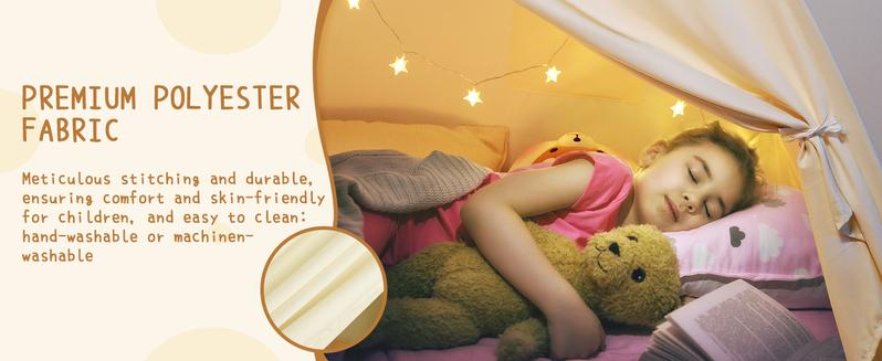 Children's play tent with Stars Light & Flags, Breathable Sleeping Bed Tent, Privacy Space Dream Playhouse for kids Indoor Bedroom Floor Portable Play Tent