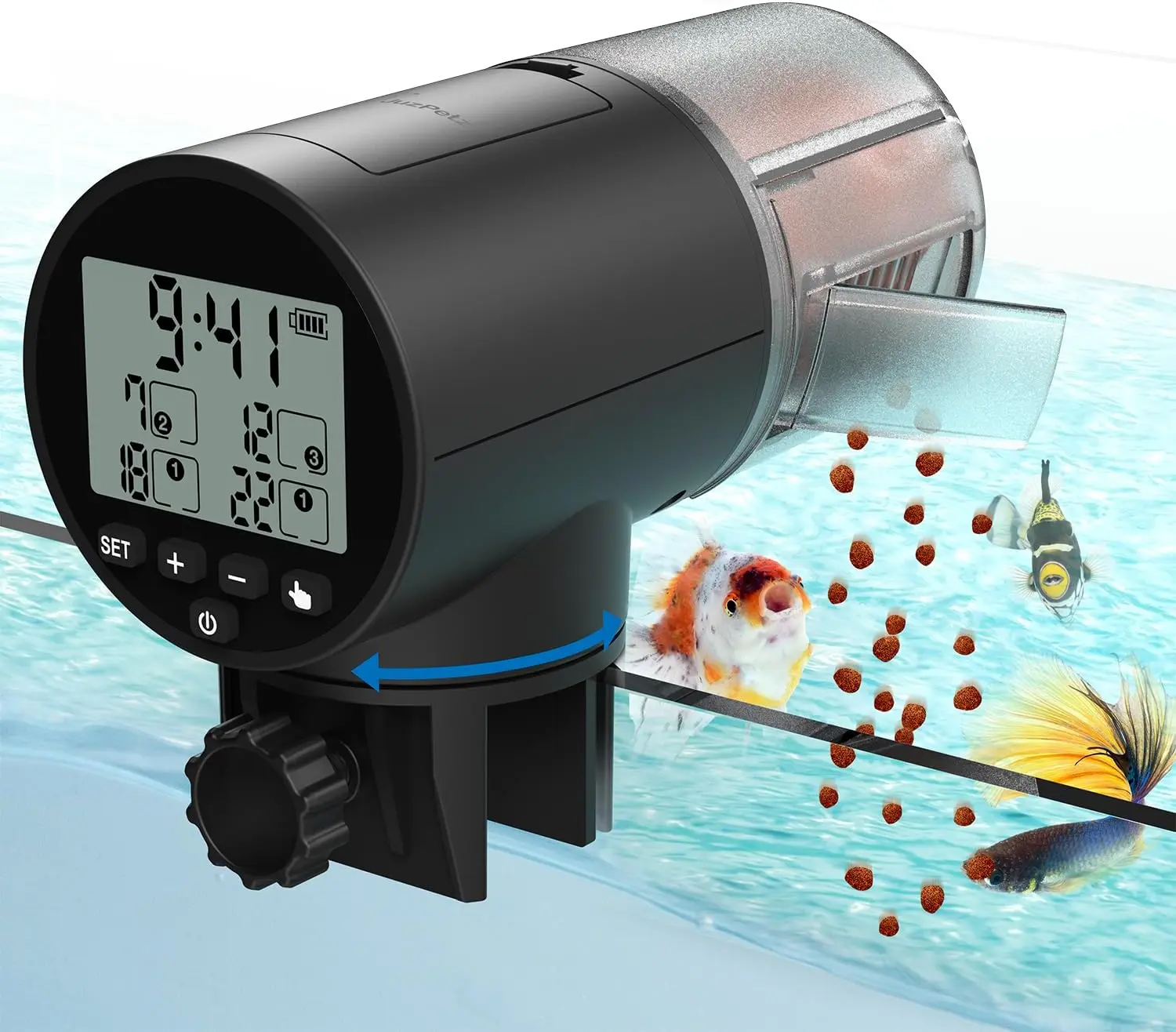 Automatic Aquarium Auto Feeder - Day Dispenser with Digital Timer, Large Capacity, Battery Powered (Batteries Included), Ideal for Fish/Turtle Tank Pet Aquatic Feeding Accessories