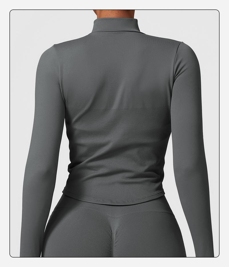 MFVIM Women's Short-Sleeved Sports Jacket with Zipper Hood, Running Sports Jacket, Slim-Fit Long-Sleeved Yoga Top Quick Dry Breathable Fabric Athletic Techwear Athleisure Style