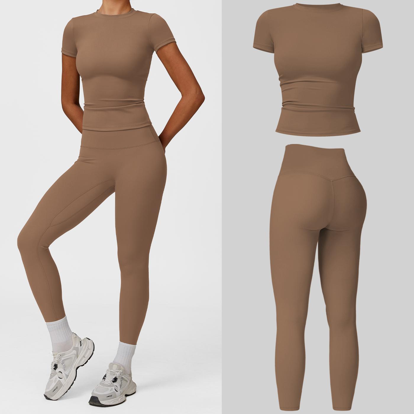 MFVIM 2-Piece Impact  Set for  Women's Long/Short Sleeve T-Shirt Tank Top +  Impact Shorts with Butt Lift, Seamless  Biker Shorts, Going Out  Set,  Clothing, Skinny Sports Apparel, Compression Activewear  Wear  Clothin gym fitness workout Yoga Bottoms Spr