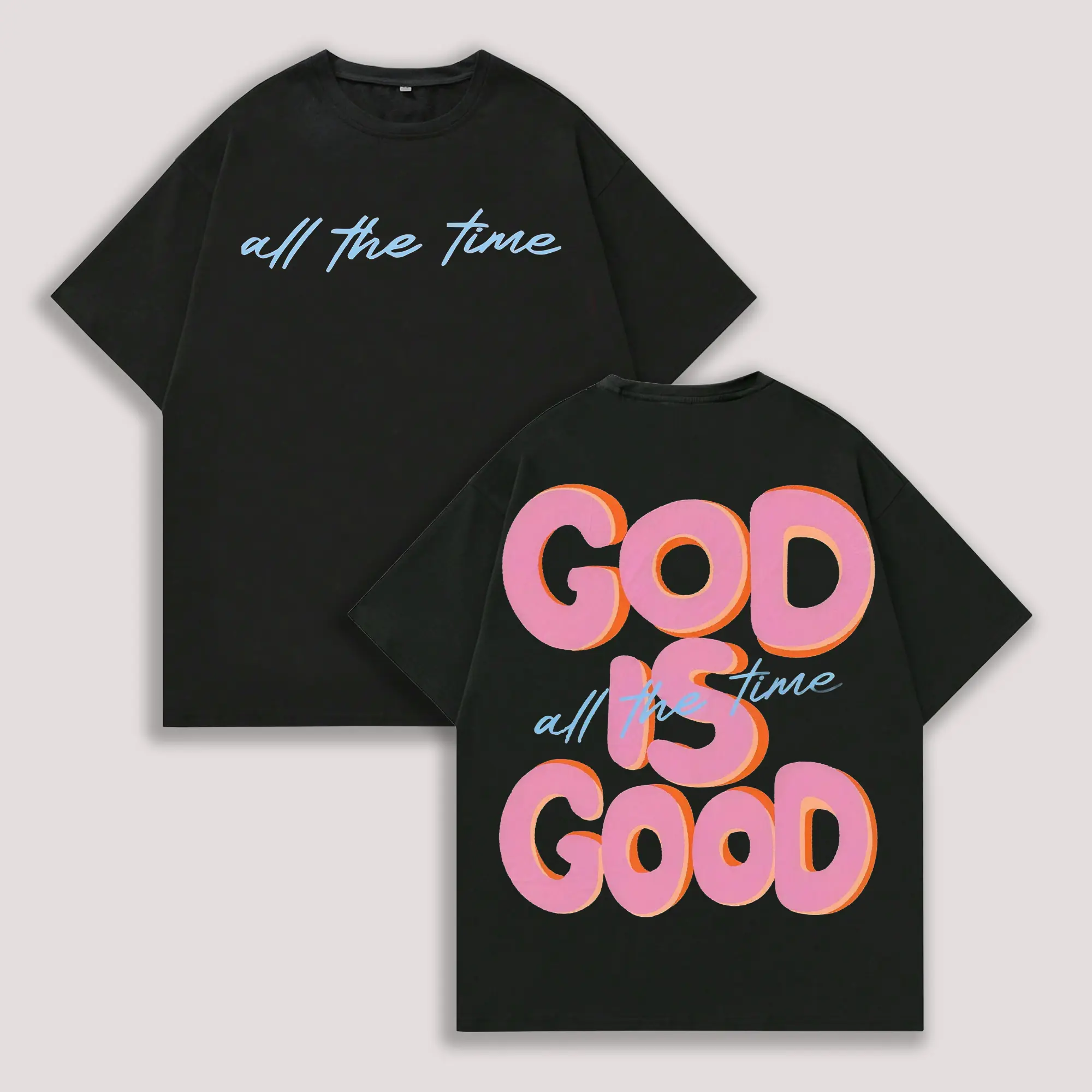 Trendy Streetwear Graphic T-Shirt, Unisex "GOD IS GOOD" Double-Sided Print, Retro Vintage Oversized Fit in Heavyweight 100% Cotton, Clothes For Women, Tops For Women, Women's Tops