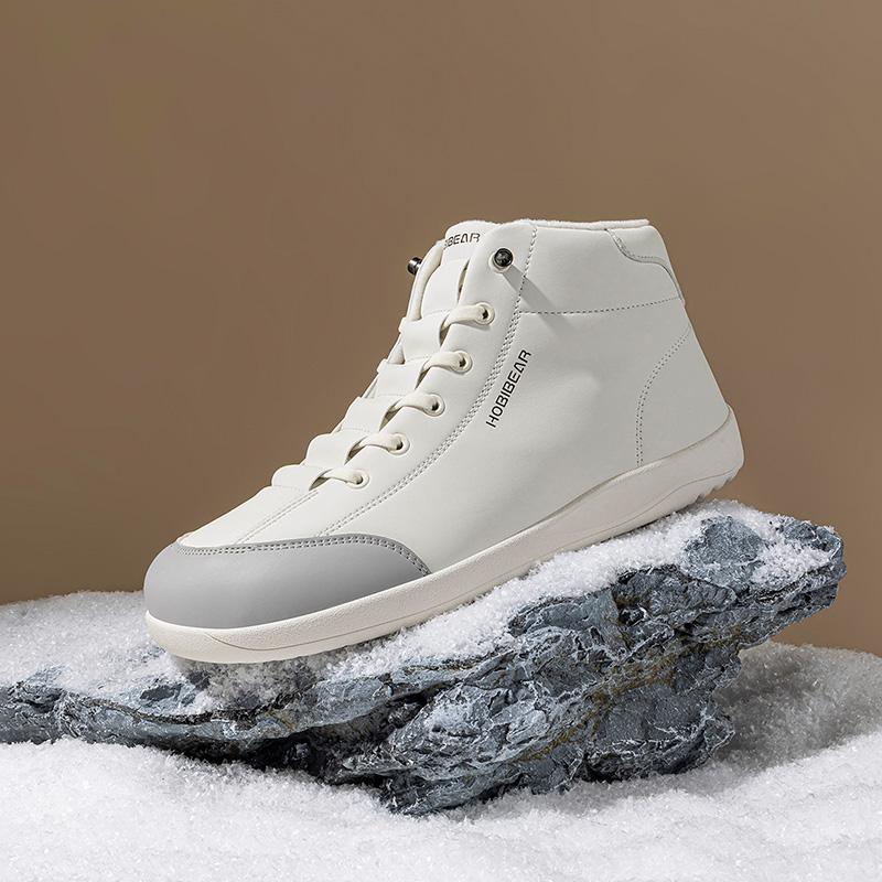 HOBIBEAR Winter Fleece Lined Wide Toe Shoes Spring Autumn Men's Sports Shoes Mid Top Flat Women's Skate Shoes